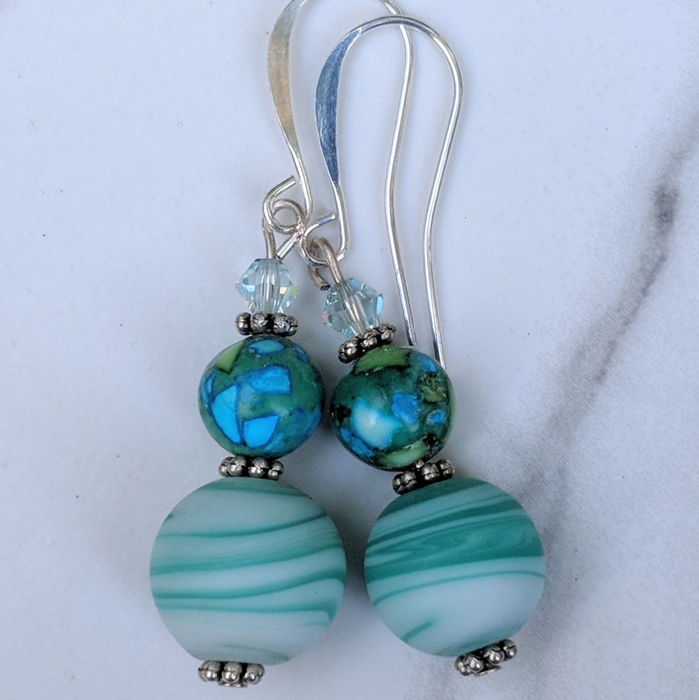 Handmade earrings with composite beads